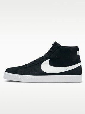 Nike Black and White Mid-Top Suede Sneakers